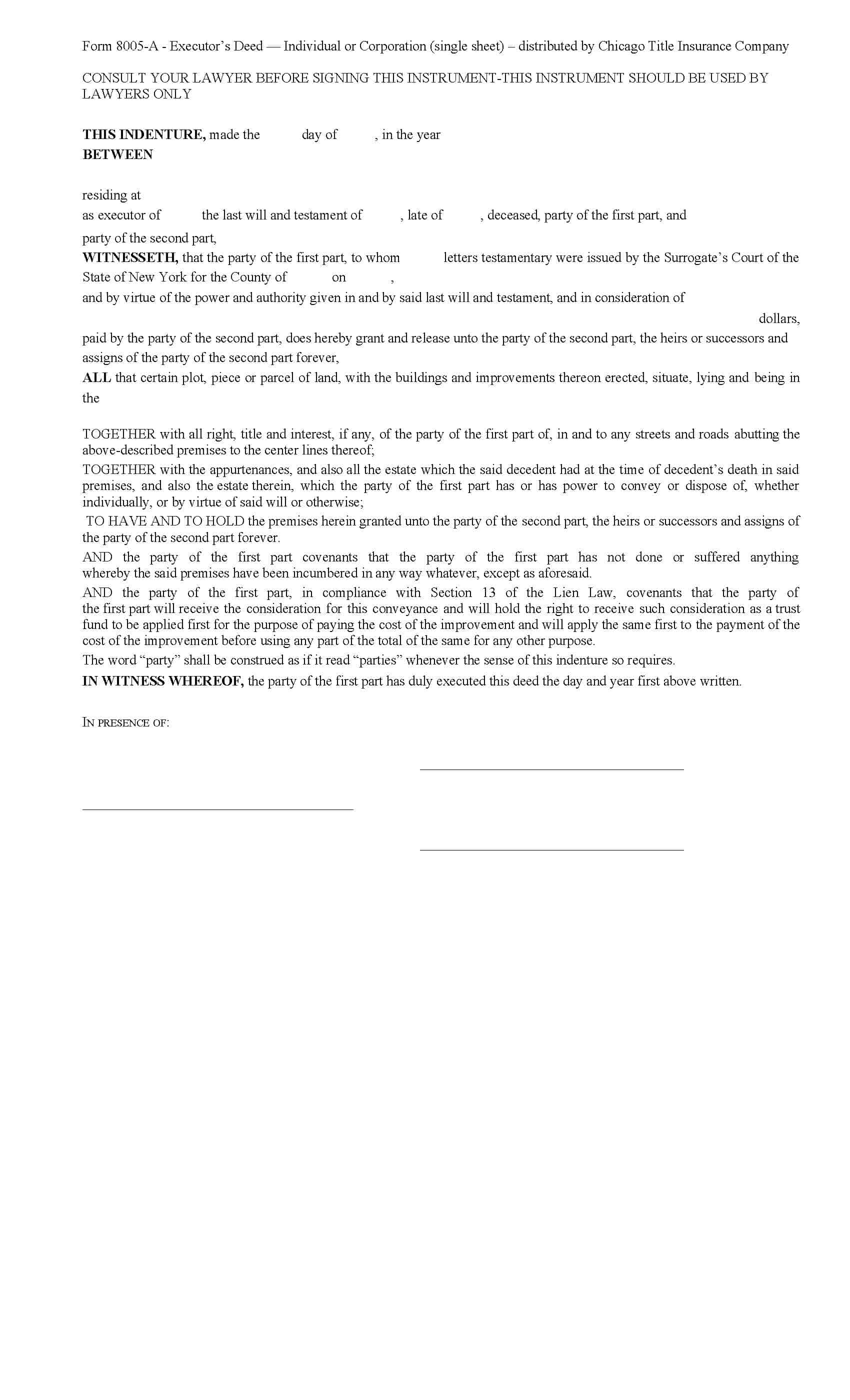 assignment form contract of Title  York New Insurance Forms NY Abstract Company